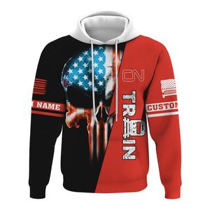 Railspirit Personalized Canadian National Railroad Hoodie Train Skull American Flag Zip Up Hoodie All Over Print