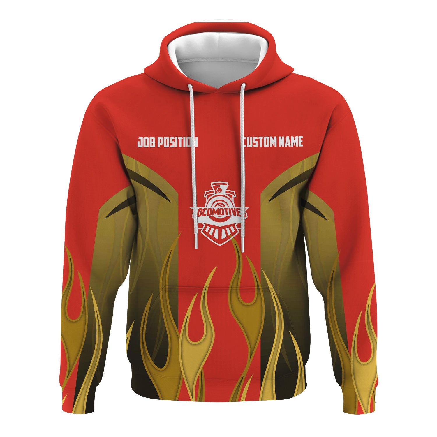 Railspirit Custom Name and Job Title Canadian National Railroad Hoodie Flame Graphic Train Zip Up Hoodie