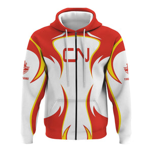 Railspirit Personalized Canadian National Railroad Hoodie Distinctive Flame Style Zip Up Hoodie For Steam Engine Addict