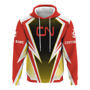 Railspirit Personalized Canadian National Railroad Hoodie Lightning Graphic Style Zip Up Hoodie Gift Idea For Train Lover