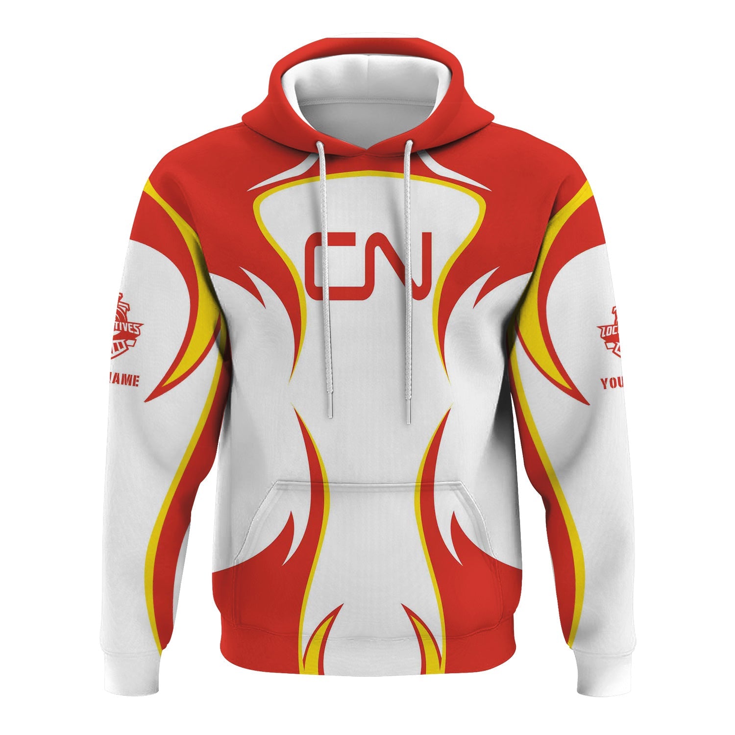 Railspirit Personalized Canadian National Railroad Hoodie Distinctive Flame Style Zip Up Hoodie For Steam Engine Addict