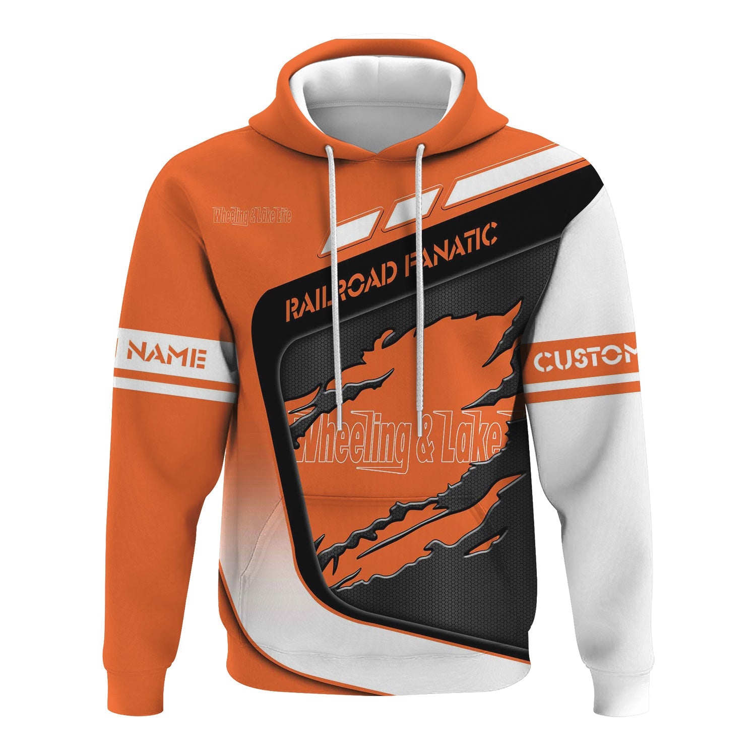 Railspirit Personalized Wheeling And Lake Erie Railroad Hoodie Ripped Texture Style Train Zip Up Hoodie For Railroad Fanatic