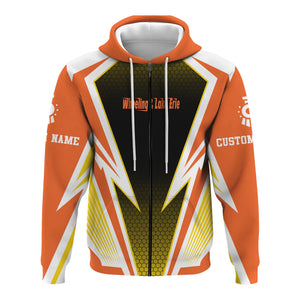 Railspirit Personalized Wheeling And Lake Erie Railroad Hoodie Lightning Graphic Style Zip Up Hoodie Gift Idea For Train Lover