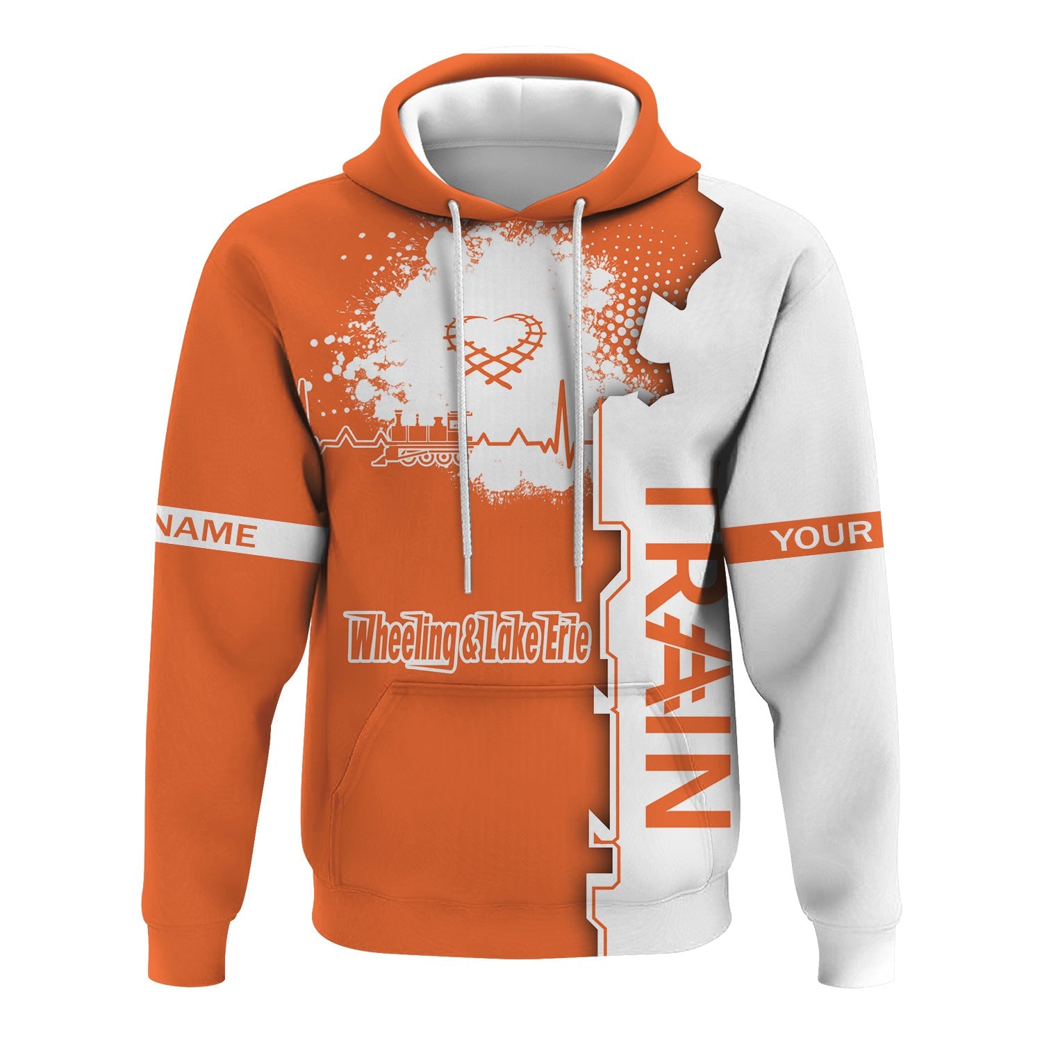 Railspirit Personalized Wheeling And Lake Erie Railroad Hoodie Engine Heartbeat and Track Love Style Zip Up Hoodie Gift Idea For Train Lovers