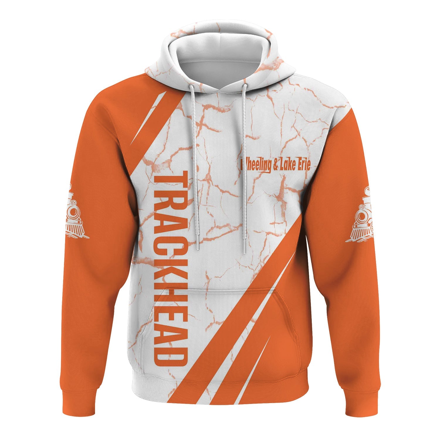 Railspirit Personalized Wheeling And Lake Erie Railroad Hoodie Crackle Texture Style Train Zip Up Hoodie For Trackhead