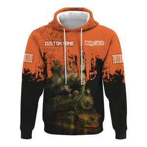 Railspirit Personalized Wheeling And Lake Erie Railroad Hoodie Vintage Train Art Style Zip Up Hoodie For Locomotive Fans