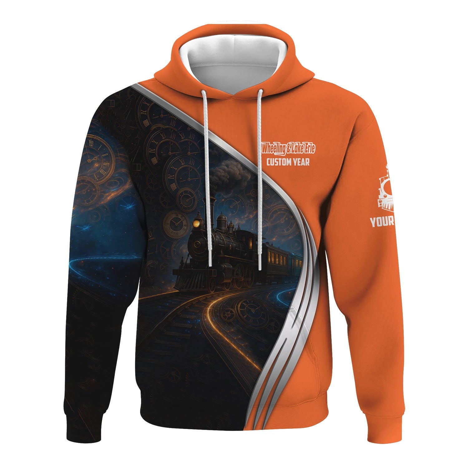 Railspirit Personalized Wheeling And Lake Erie Railroad Hoodie Steampunk Locomotive with Custom Year Train Zip Up Hoodie