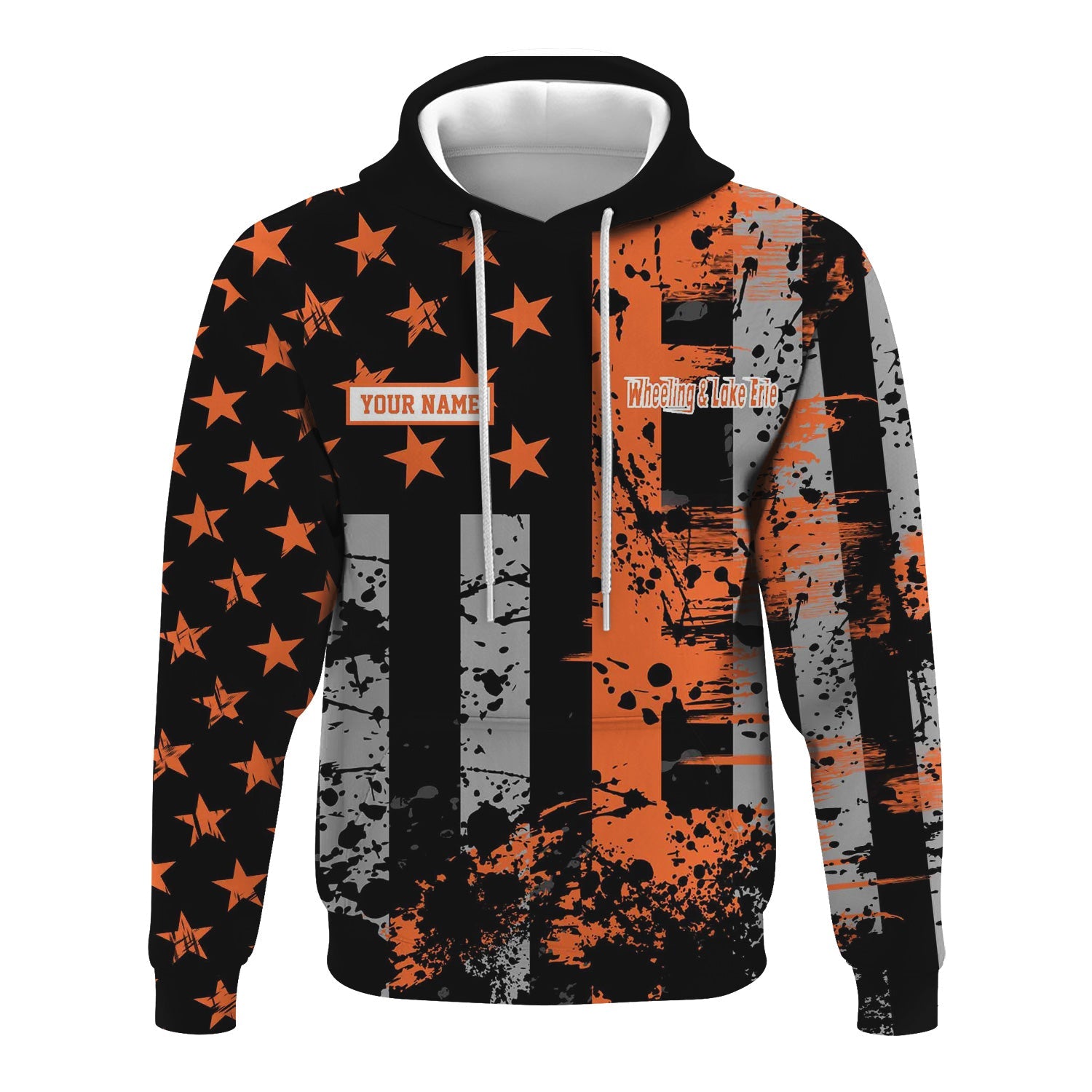Railspirit Personalized Wheeling And Lake Erie Railroad Hoodie Artistic Paint American Flag Style Train Zip Up Hoodie