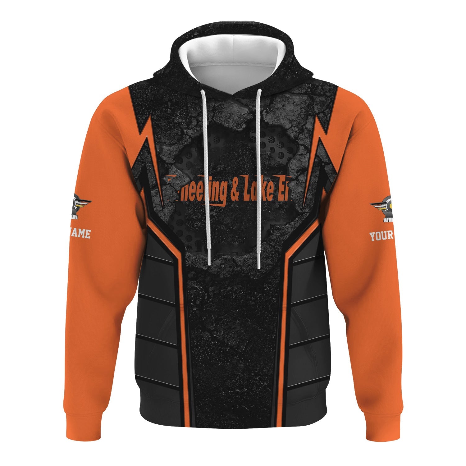 Railspirit Personalized Wheeling And Lake Erie Railroad Hoodie Cracked Metal Design Train Zip Up Hoodie for Rail Enthusiasts