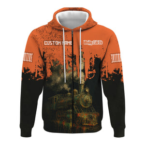 Railspirit Personalized Wheeling And Lake Erie Railroad Hoodie Vintage Train Art Style Zip Up Hoodie For Locomotive Fans