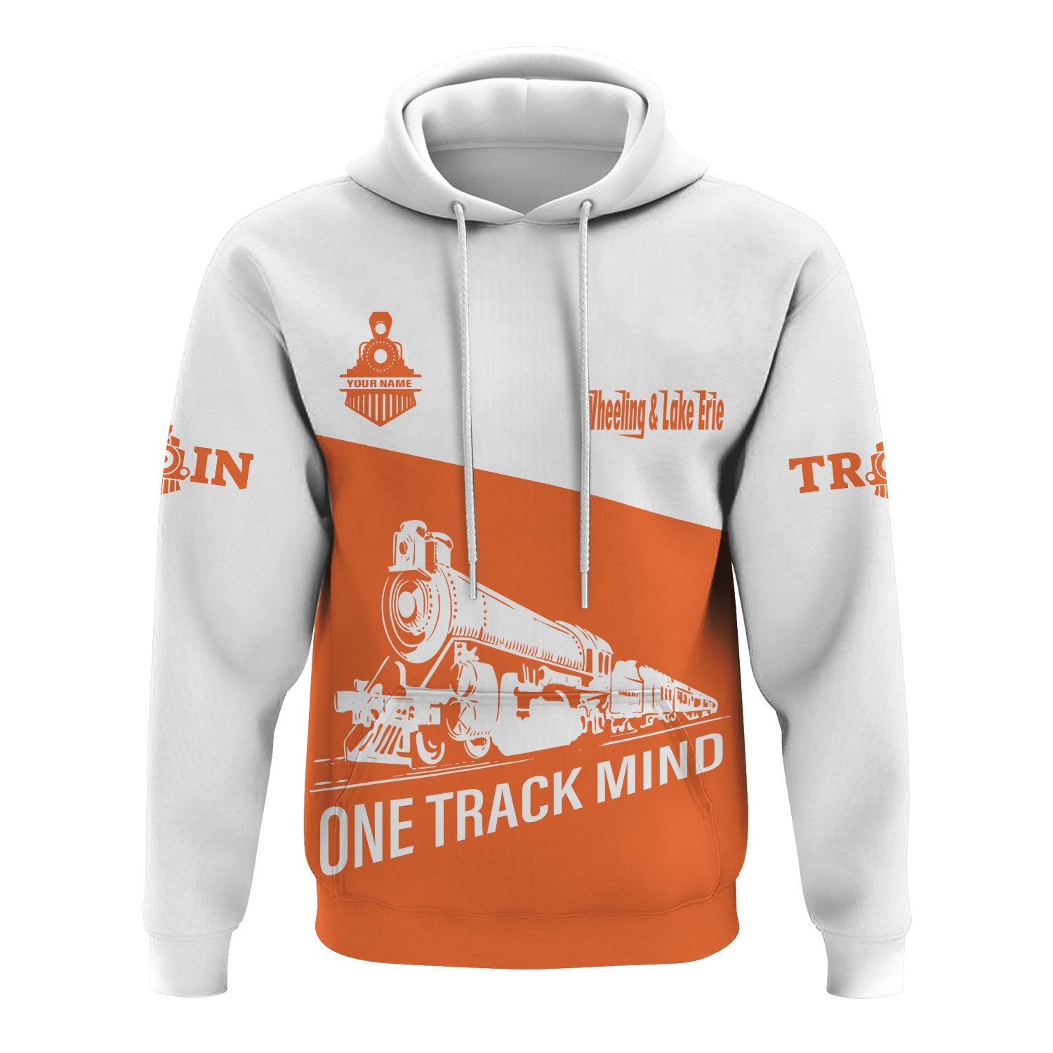 Railspirit Custom Name Wheeling And Lake Erie Railroad Hoodie One Track Mind Printed Zip Hoodie