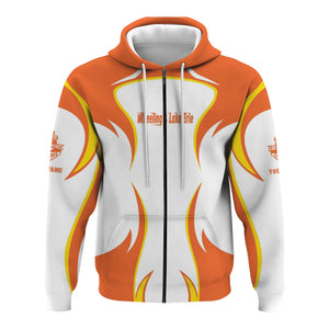 Railspirit Personalized Wheeling And Lake Erie Railroad Hoodie Distinctive Flame Style Zip Up Hoodie For Steam Engine Addict