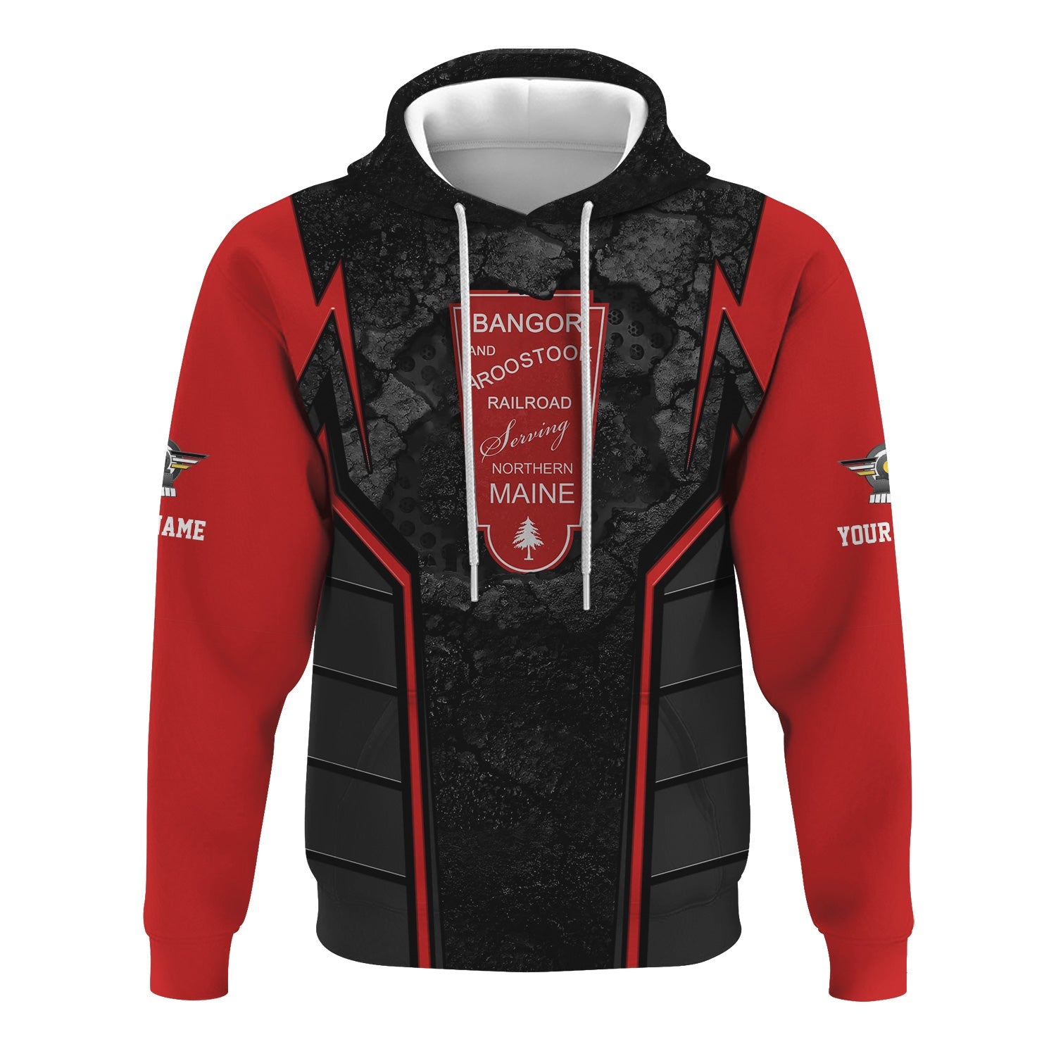 Railspirit Personalized Bangor And Aroostook Railroad Hoodie Cracked Metal Design Train Zip Up Hoodie for Rail Enthusiasts