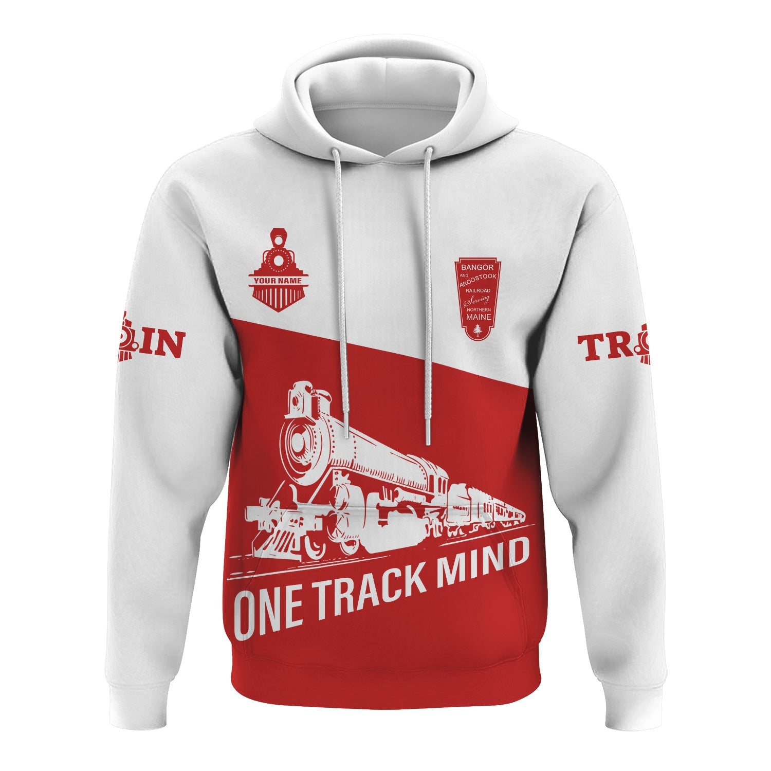 Railspirit Custom Name Bangor And Aroostook Railroad Hoodie One Track Mind Printed Zip Hoodie