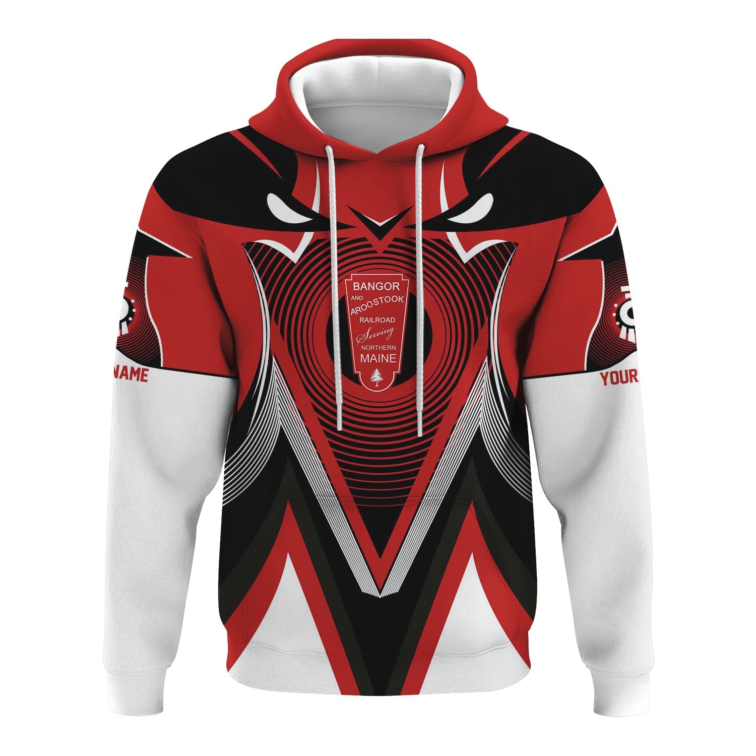 Railspirit Personalized Bangor And Aroostook Railroad Hoodie Vibrant Graphic Pattern Zip Up Hoodie For Train Enthusiasts