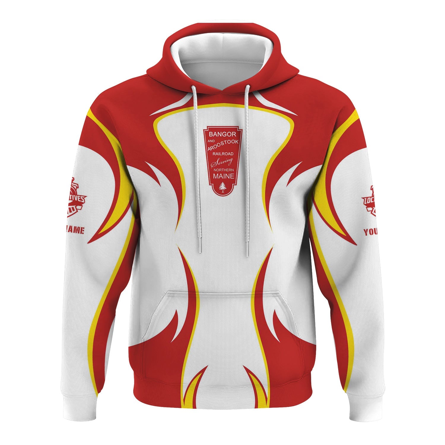 Railspirit Personalized Bangor And Aroostook Railroad Hoodie Distinctive Flame Style Zip Up Hoodie For Steam Engine Addict