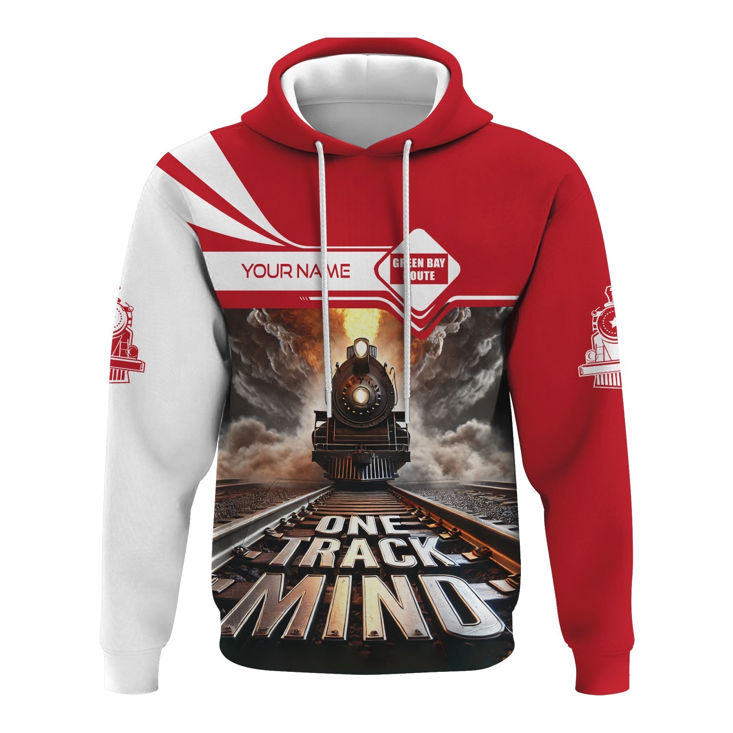 Railspirit Personalized Green Bay & Western Railroad Hoodie One Track Mind Train Printed ZIp Up Hoodie