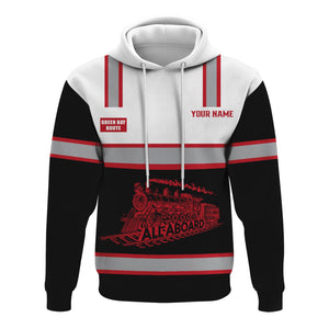 Railspirit Custom Name Green Bay & Western Railroad Hoodie Eat Train Sleep Repeat Printed Train Zip Hoodie