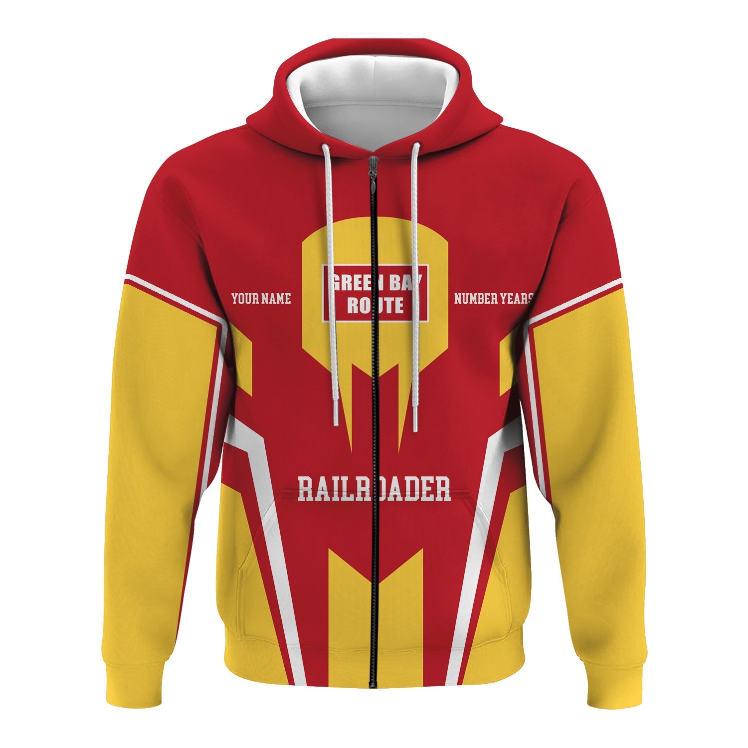 Railspirit Personalized Green Bay & Western Railroad Hoodie Custom Year Railroader Zip Up Hoodie Gift Idea For Train Lover