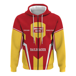 Railspirit Personalized Green Bay & Western Railroad Hoodie Custom Year Railroader Zip Up Hoodie Gift Idea For Train Lover