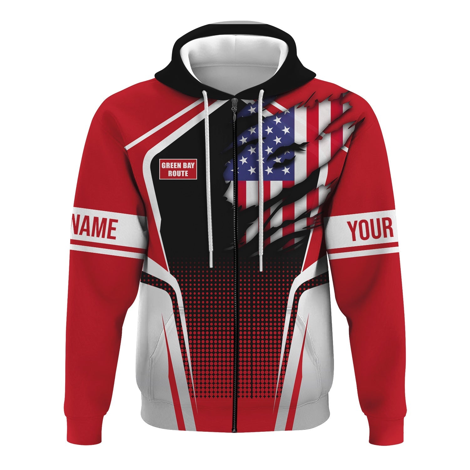 Railspirit Personalized Green Bay & Western Railroad Hoodie American Eagle Vintage Train Zip Up Hoodie