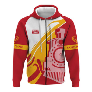 Railspirit Personalized Green Bay & Western Railroad Hoodie Flame-Inspired Style Zip Up Hoodie Gift Idea For Train Lovers