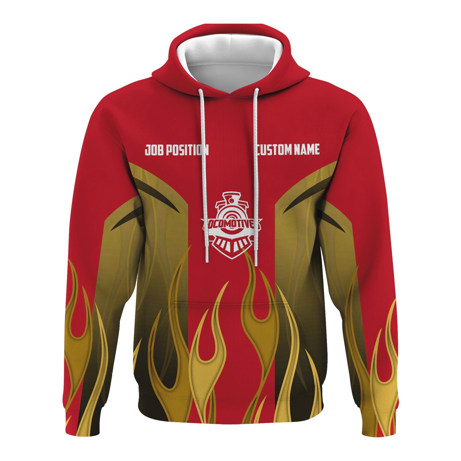 Railspirit Custom Name and Job Title Green Bay & Western Railroad Hoodie Flame Graphic Train Zip Up Hoodie
