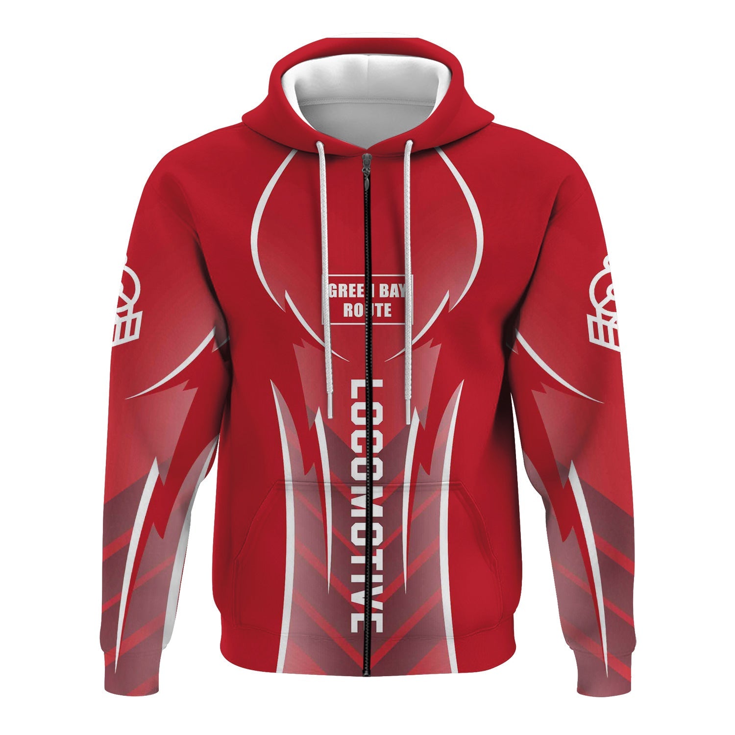 Railspirit Personalized Green Bay & Western Railroad Hoodie Striking Line Style Train Zip Up Hoodie For Locomotive Lovers