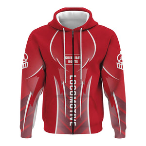 Railspirit Personalized Green Bay & Western Railroad Hoodie Striking Line Style Train Zip Up Hoodie For Locomotive Lovers