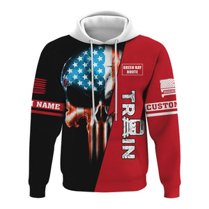 Railspirit Personalized Green Bay & Western Railroad Hoodie Train Skull American Flag Zip Up Hoodie All Over Print