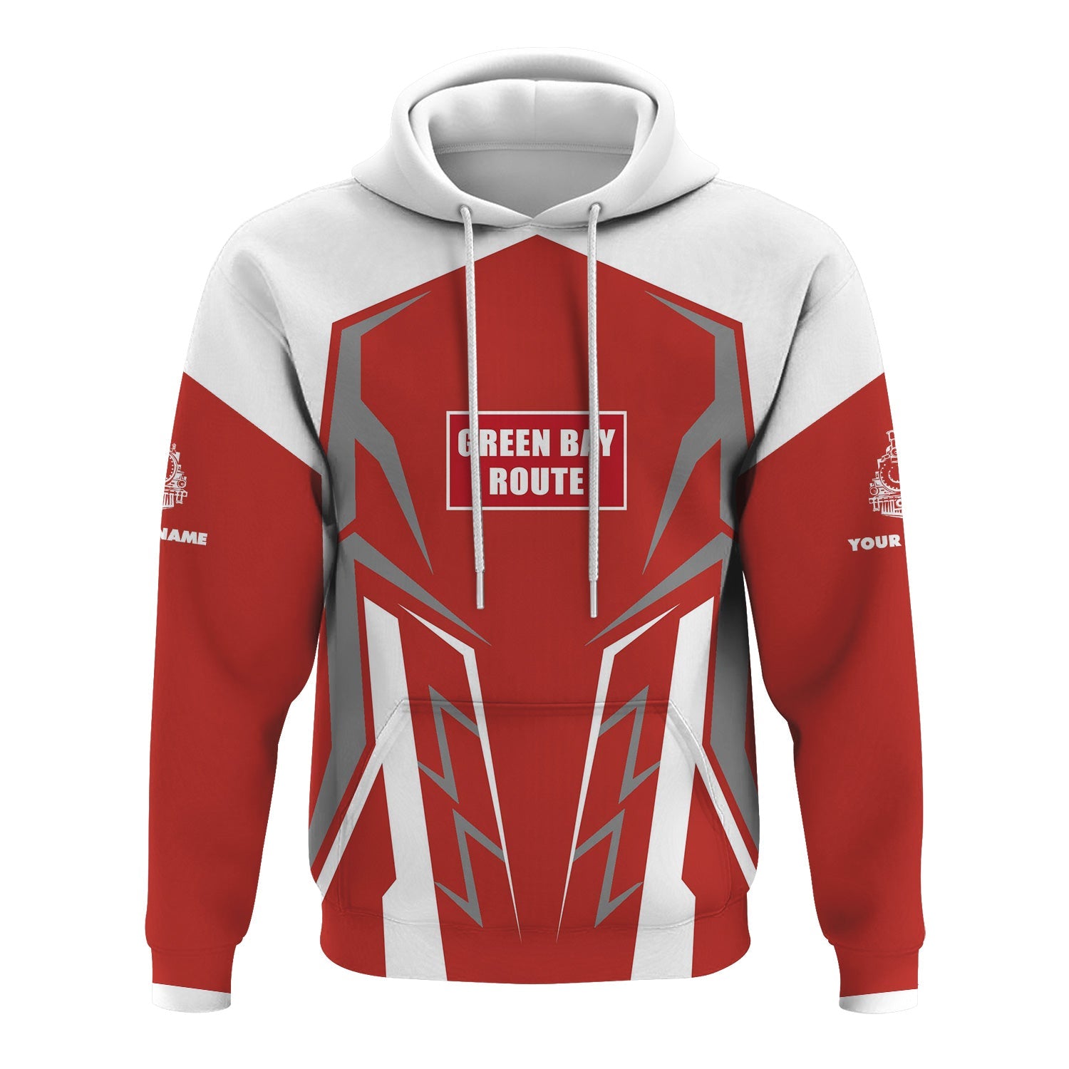 Railspirit Personalized Green Bay & Western Railroad Hoodie Futuristic Design with Custom Job Train Zip Up Hoodie