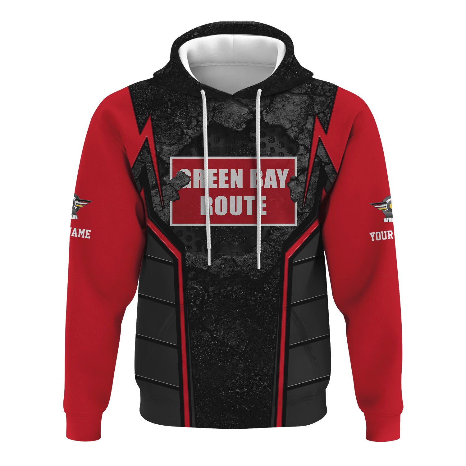 Railspirit Personalized Green Bay & Western Railroad Hoodie Cracked Metal Design Train Zip Up Hoodie for Rail Enthusiasts