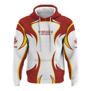Railspirit Personalized New Hope Railroad Hoodie Distinctive Flame Style Zip Up Hoodie For Steam Engine Addict