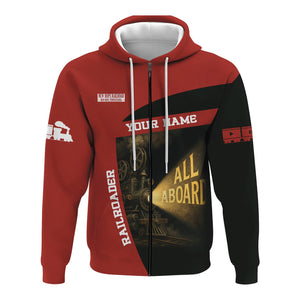 Railspirit Personalized New Hope Railroad Hoodie All Aboard Steam Train Movie Projector Style Zip Up Hoodie