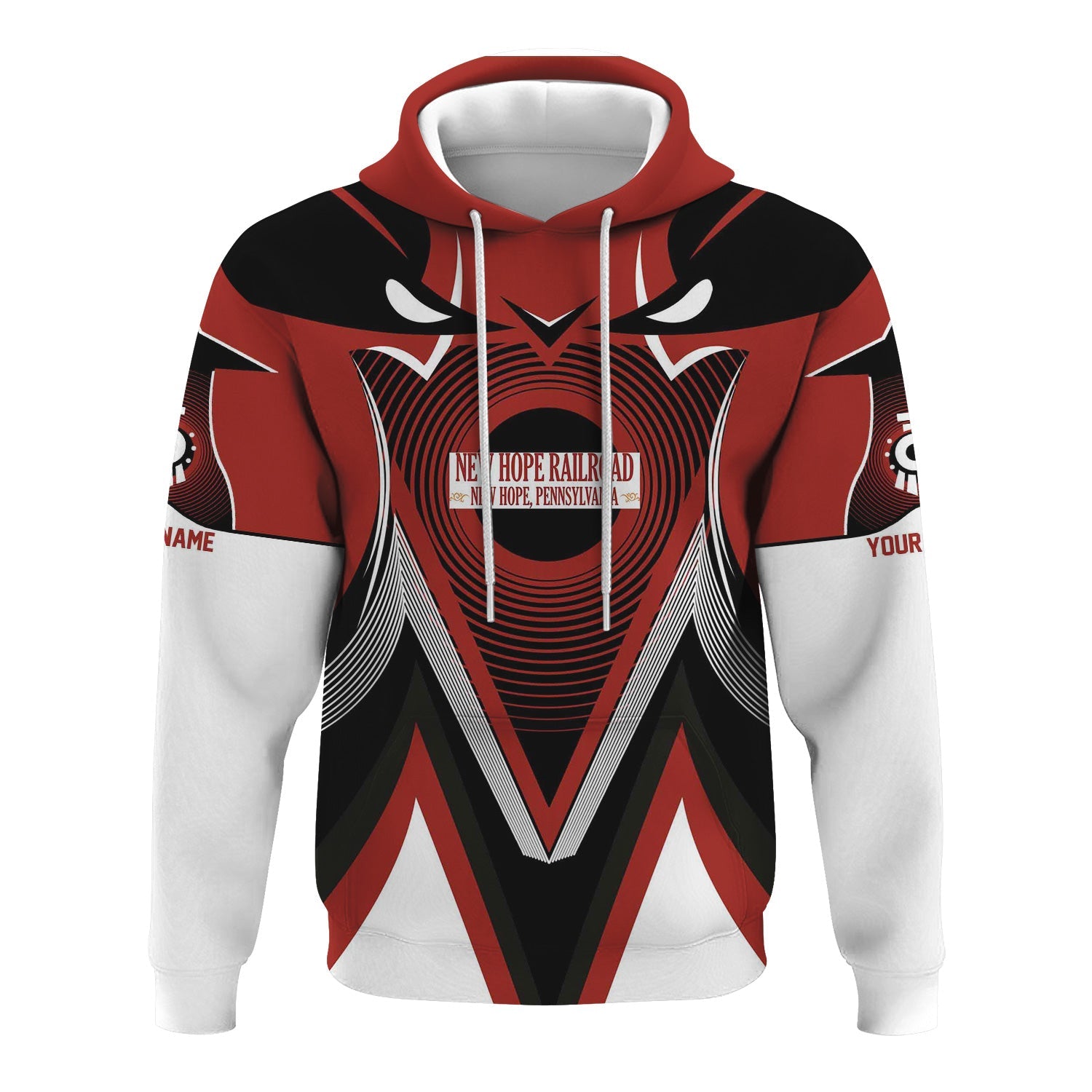 Railspirit Personalized New Hope Railroad Hoodie Vibrant Graphic Pattern Zip Up Hoodie For Train Enthusiasts