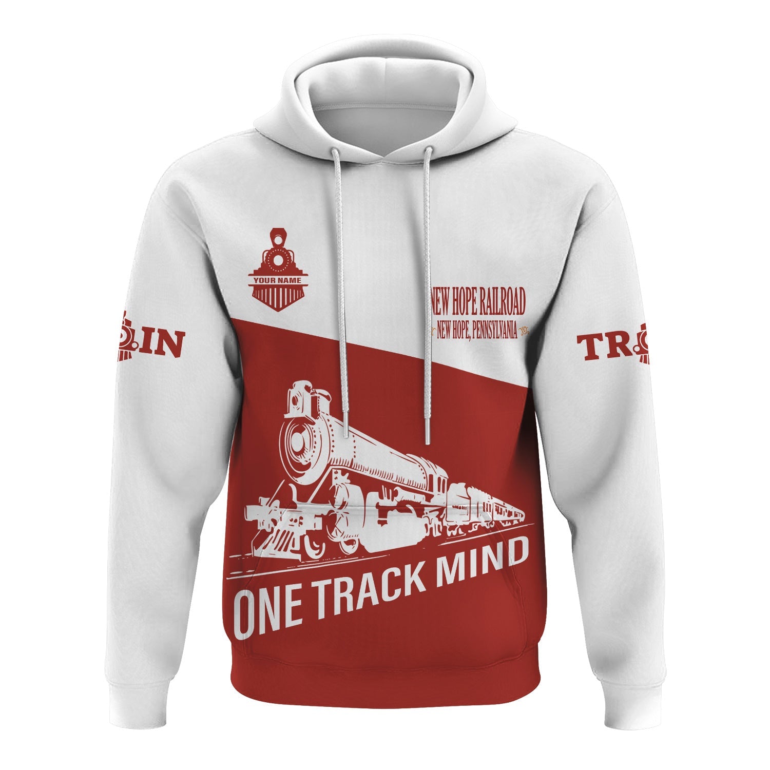 Railspirit Custom Name New Hope Railroad Hoodie One Track Mind Printed Zip Hoodie