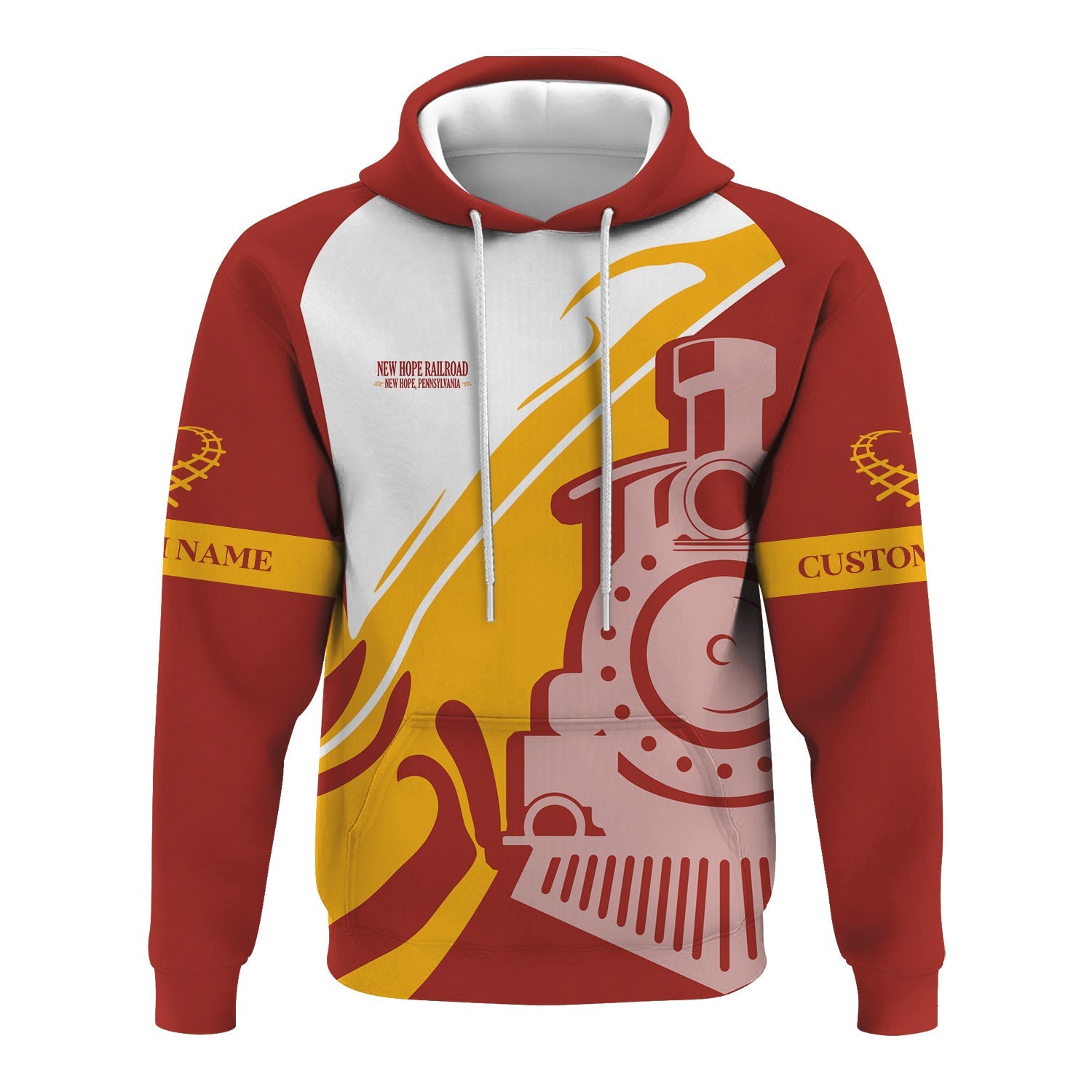 Railspirit Personalized New Hope Railroad Hoodie Flame-Inspired Style Zip Up Hoodie Gift Idea For Train Lovers