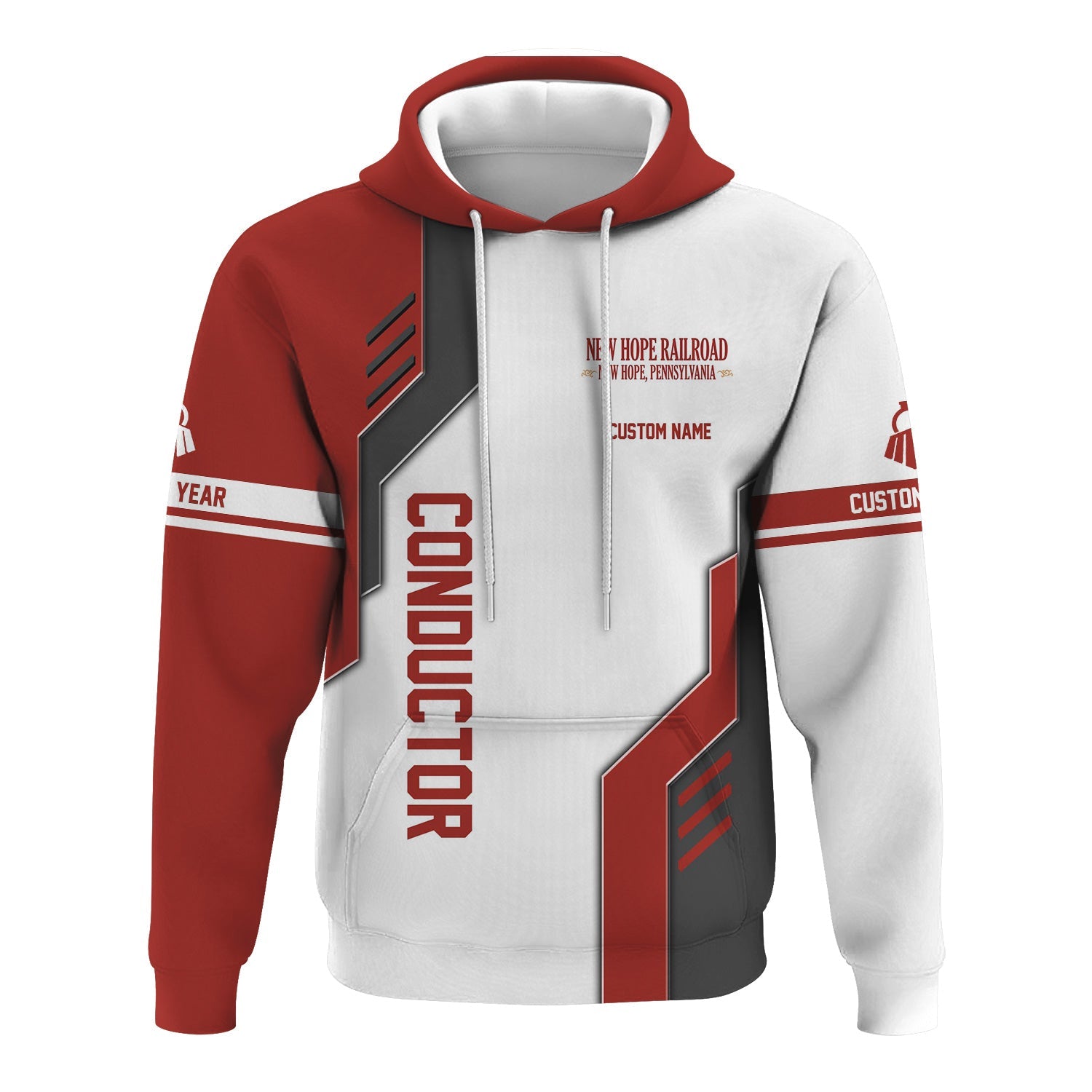 Railspirit Personalized New Hope Railroad Hoodie Unique Railway Style with Custom Job Train Zip Up Hoodie