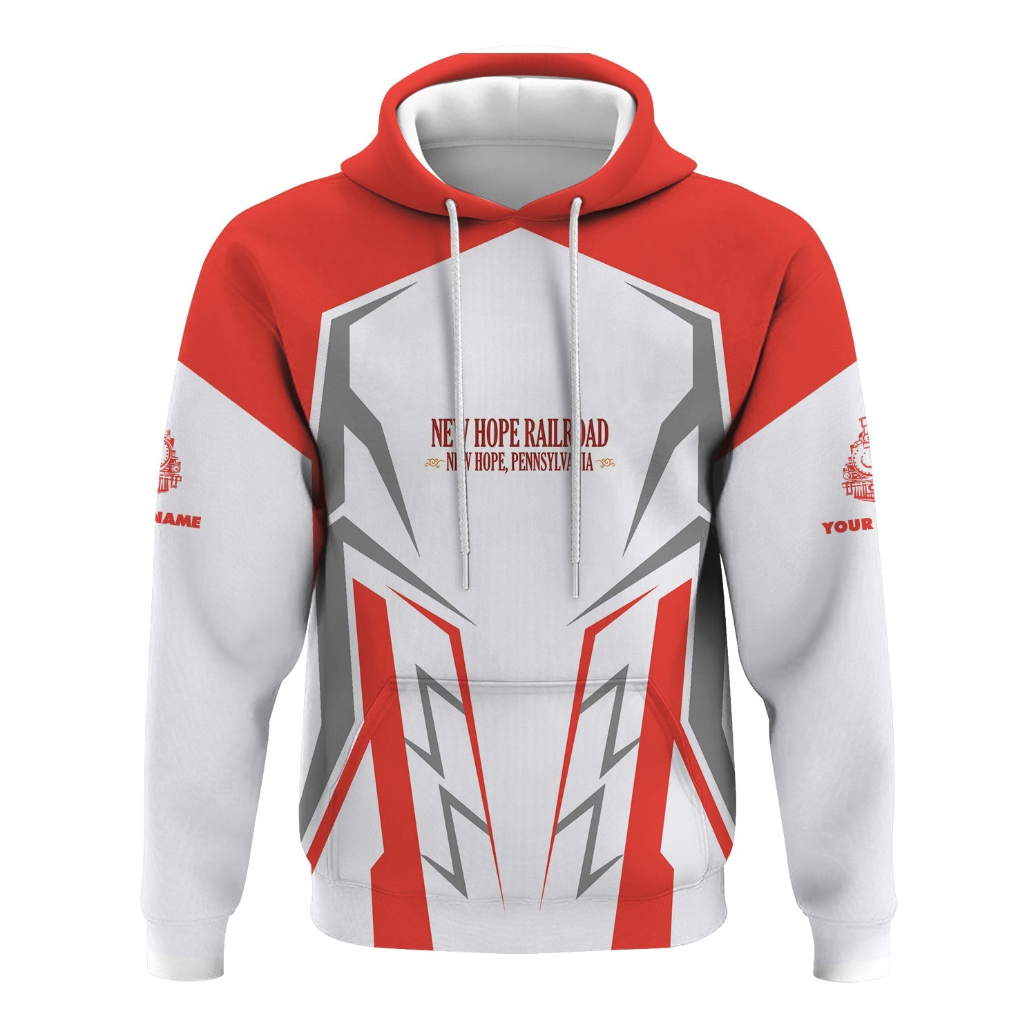 Railspirit Personalized New Hope Railroad Hoodie Futuristic Design with Custom Job Train Zip Up Hoodie