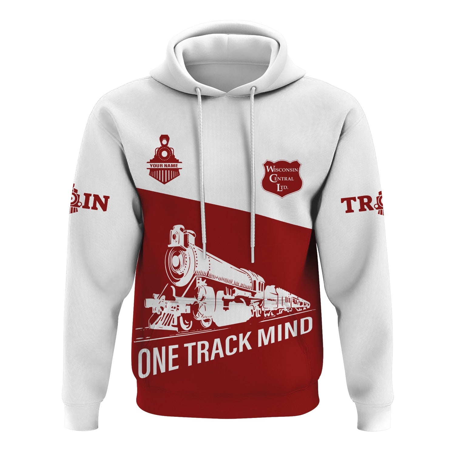 Railspirit Custom Name Wisconsin Central Ltd Railroad Hoodie One Track Mind Printed Zip Hoodie