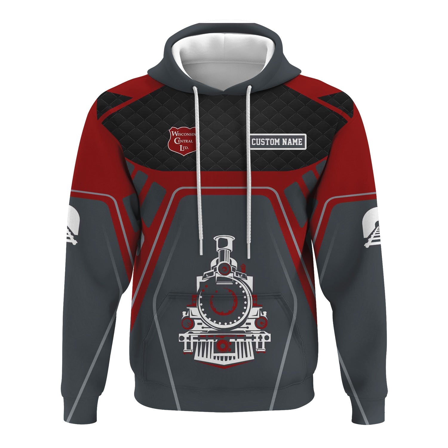 Railspirit Personalized Wisconsin Central Ltd Railroad Hoodie Steam Locomotive Engine Graphic Train Zip Up Hoodie All Over Print