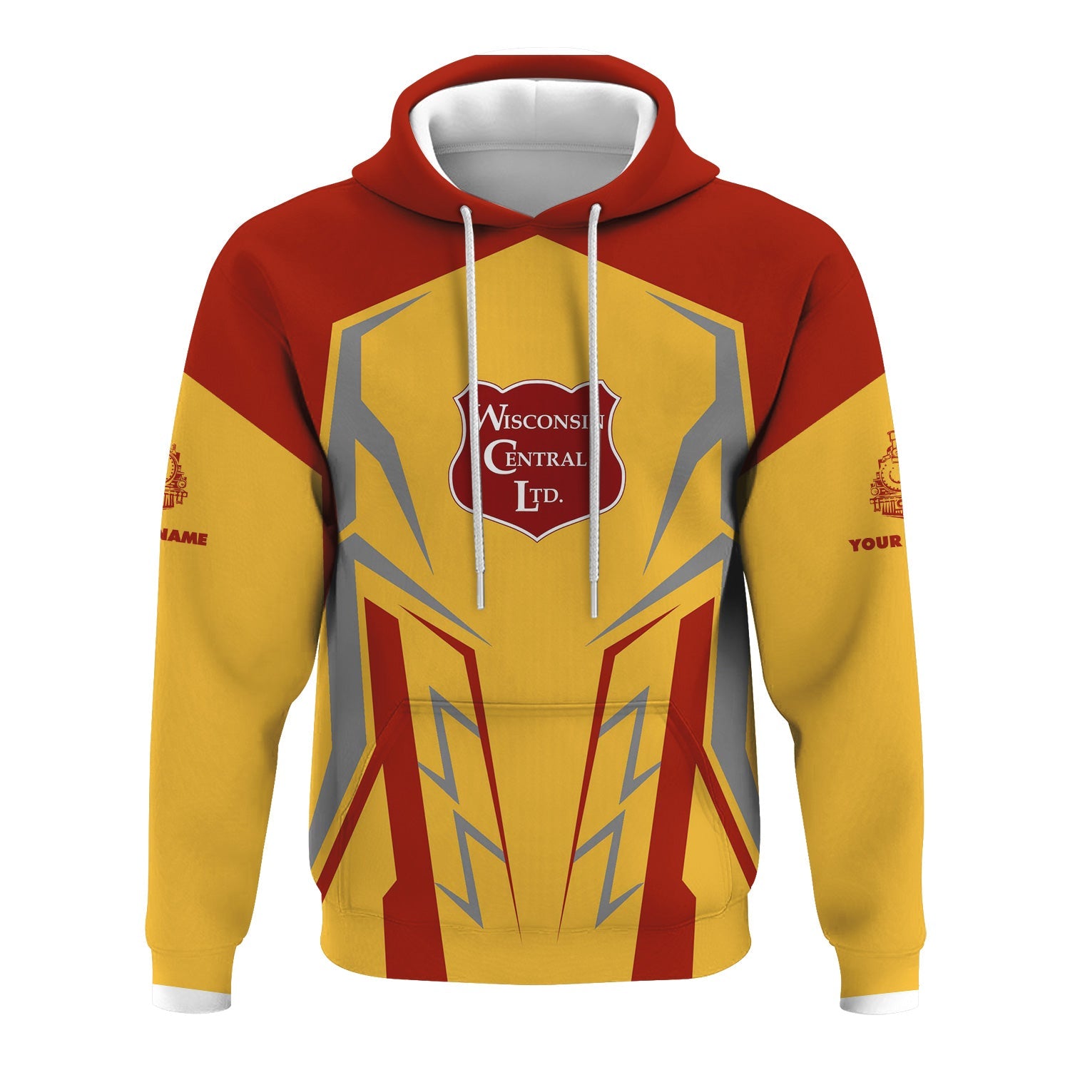 Railspirit Personalized Wisconsin Central Ltd Railroad Hoodie Futuristic Design with Custom Job Train Zip Up Hoodie