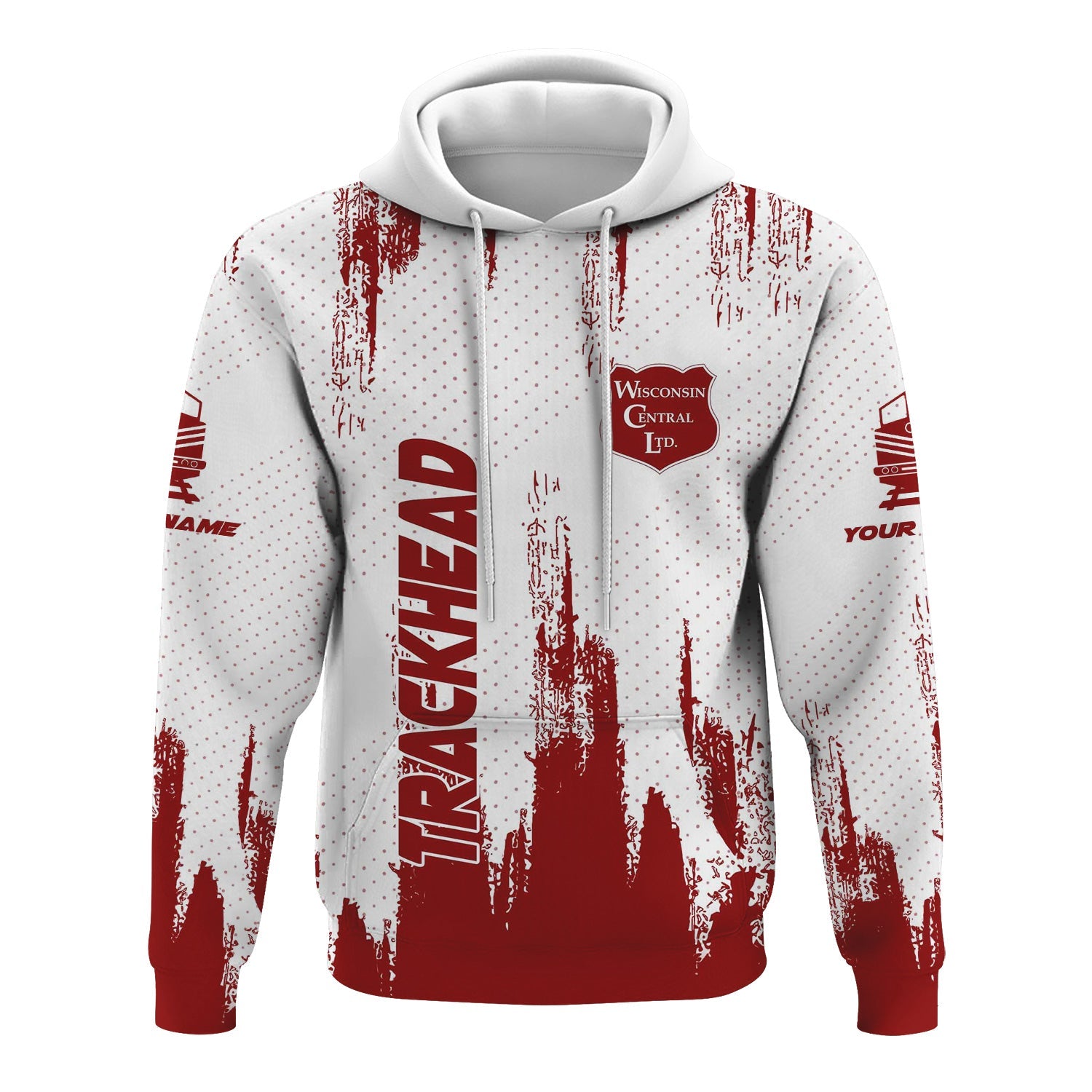 Railspirit Personalized Wisconsin Central Ltd Railroad Hoodie Paint Impact Design Train Zip Up Hoodie for Trackhead