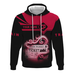 Railspirit Custom Name Canadian Pacific Railroad Hoodie American Train Ticket Printed Zip Hoodie