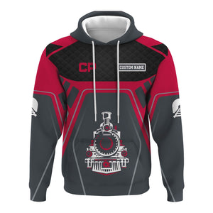 Railspirit Personalized Canadian Pacific Railroad Hoodie Steam Locomotive Engine Graphic Train Zip Up Hoodie All Over Print