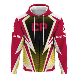 Railspirit Personalized Canadian Pacific Railroad Hoodie Lightning Graphic Style Zip Up Hoodie Gift Idea For Train Lover