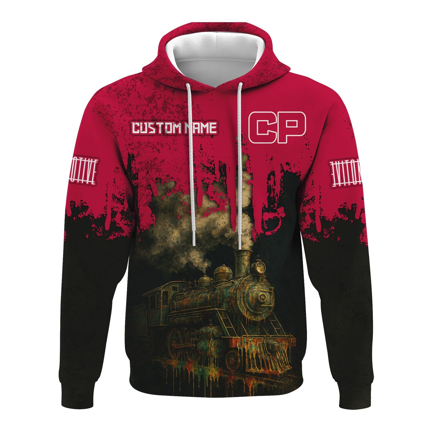 Railspirit Personalized Canadian Pacific Railroad Hoodie Vintage Train Art Style Zip Up Hoodie For Locomotive Fans