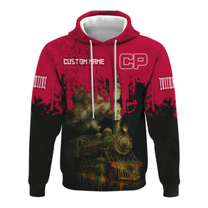 Railspirit Personalized Canadian Pacific Railroad Hoodie Vintage Train Art Style Zip Up Hoodie For Locomotive Fans
