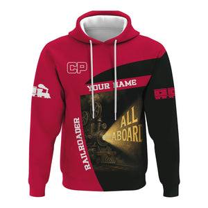 Railspirit Personalized Canadian Pacific Railroad Hoodie All Aboard Steam Train Movie Projector Style Zip Up Hoodie
