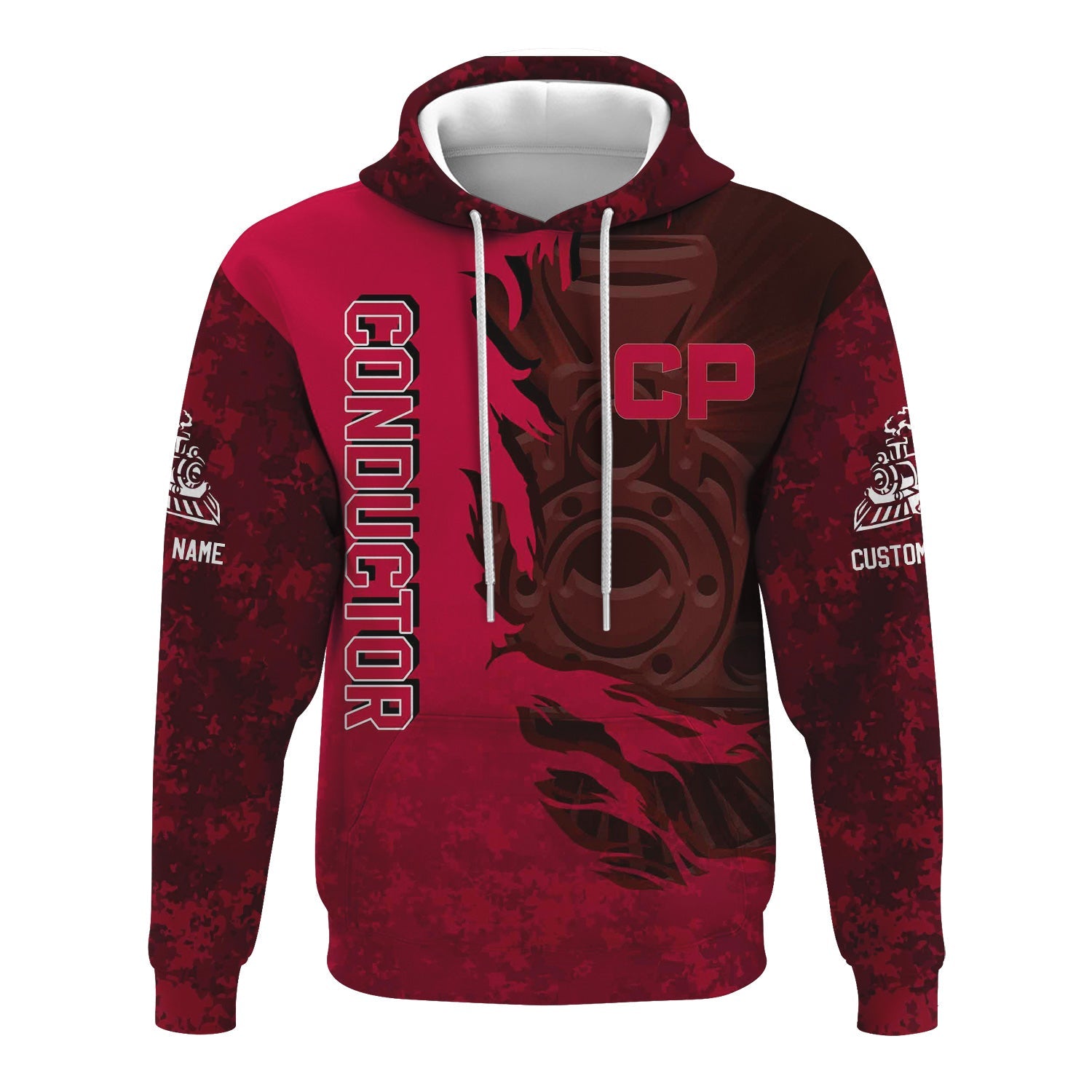 Railspirit Personalized Canadian Pacific Railroad Hoodie Blazing Style with Custom Position Train Zip Up Hoodie